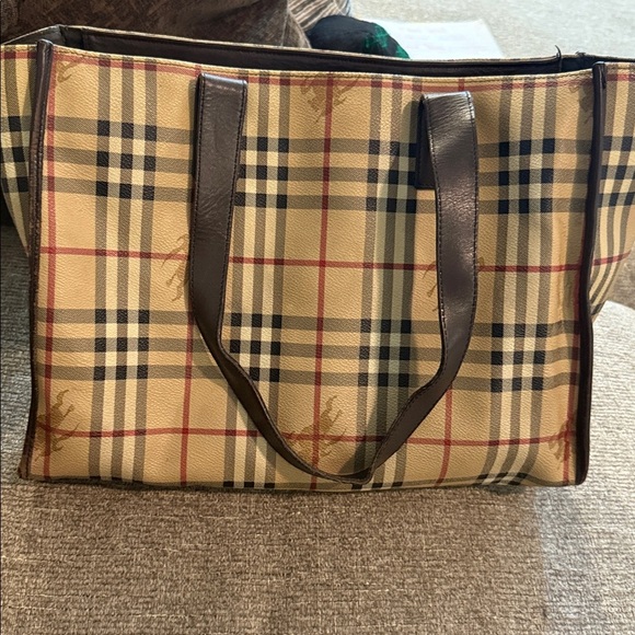 Burberry Handbags - Burberry Beige and Black Checkered Tote